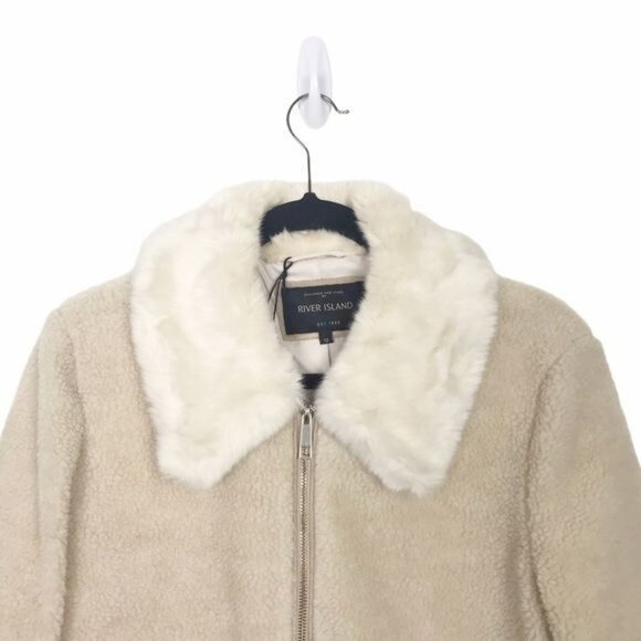 River Island Aristo Punk Teddy Fleece Jacket NWT US 8 - Picture 4 of 12